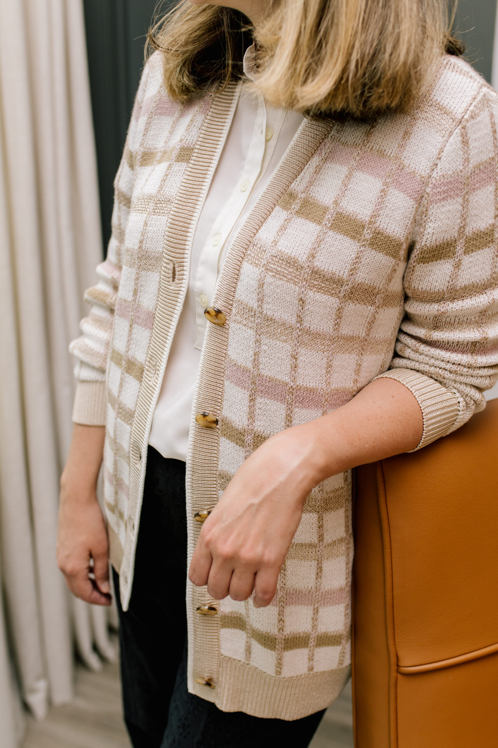 Plaid cardigan for office Plaid cardigan for office