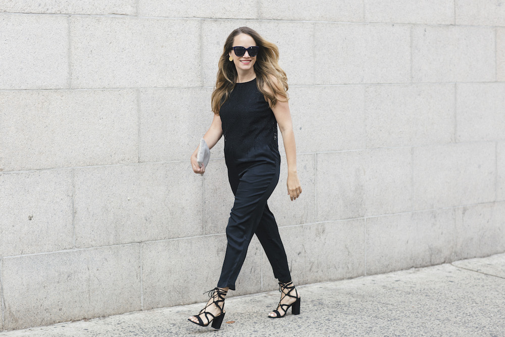 jumpsuit and lace-up heels jumpsuit and lace-up heels