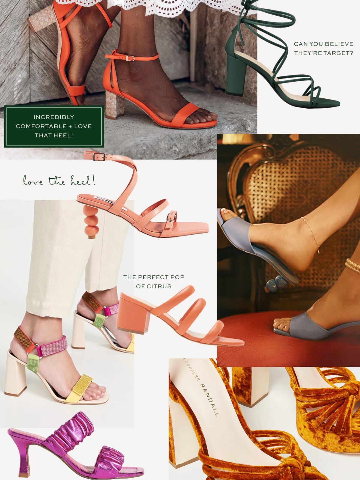 colorful sandals with heels