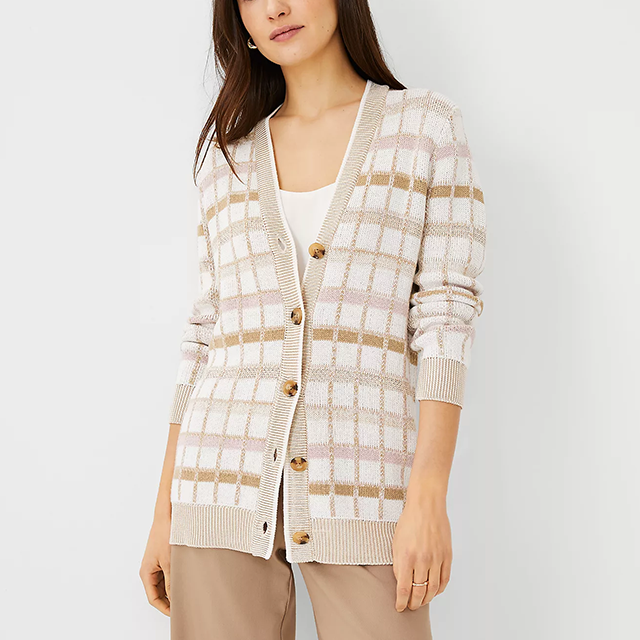 Ann Taylor Plaid Cardigan