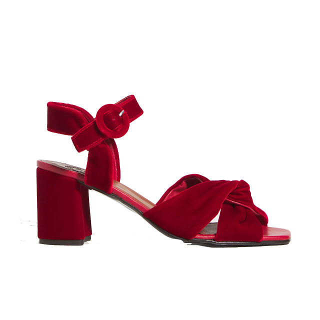 Anthropologie Red Velvet Sandals