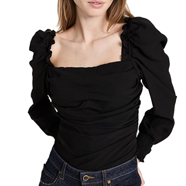 ASTR Black Puff Sleeve Top