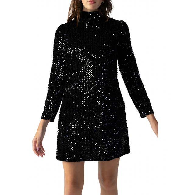 black sequin dress