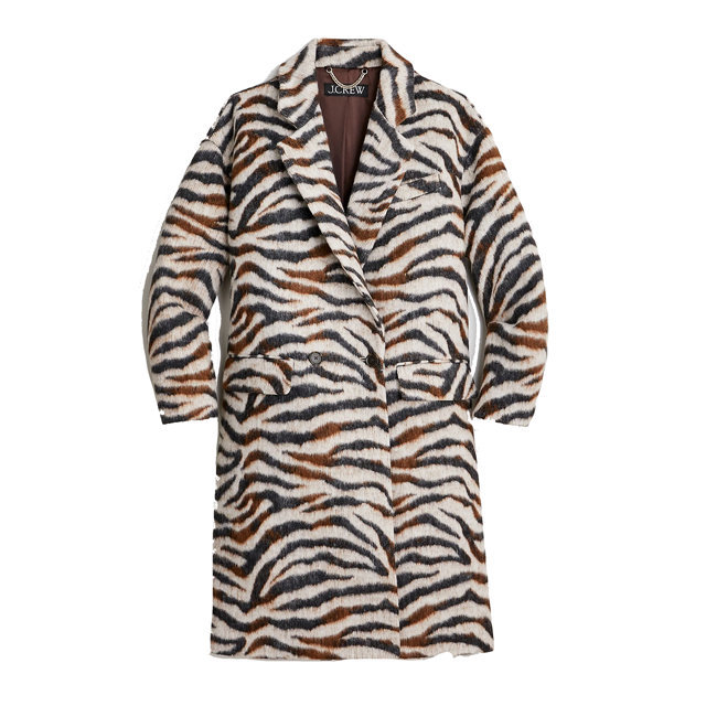 j.crew zebra coat